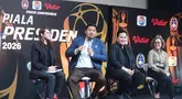 (dari kiri)  Ketua OC Piala Presiden Tsamara Amany, Ketua Steering Committee (SC) Piala Presiden Maruarar Sirait, Ketua Umum PSSI Erick Thohir dan Direktur Emtek Media Harsiwi Achmad saat press conference Piala Presiden 2026 di Studio Lantai 8 SCTV Tower - Senayan City, Jakarta, Senin (06/07/2026). (Merdeka.com/ Arie Basuki)