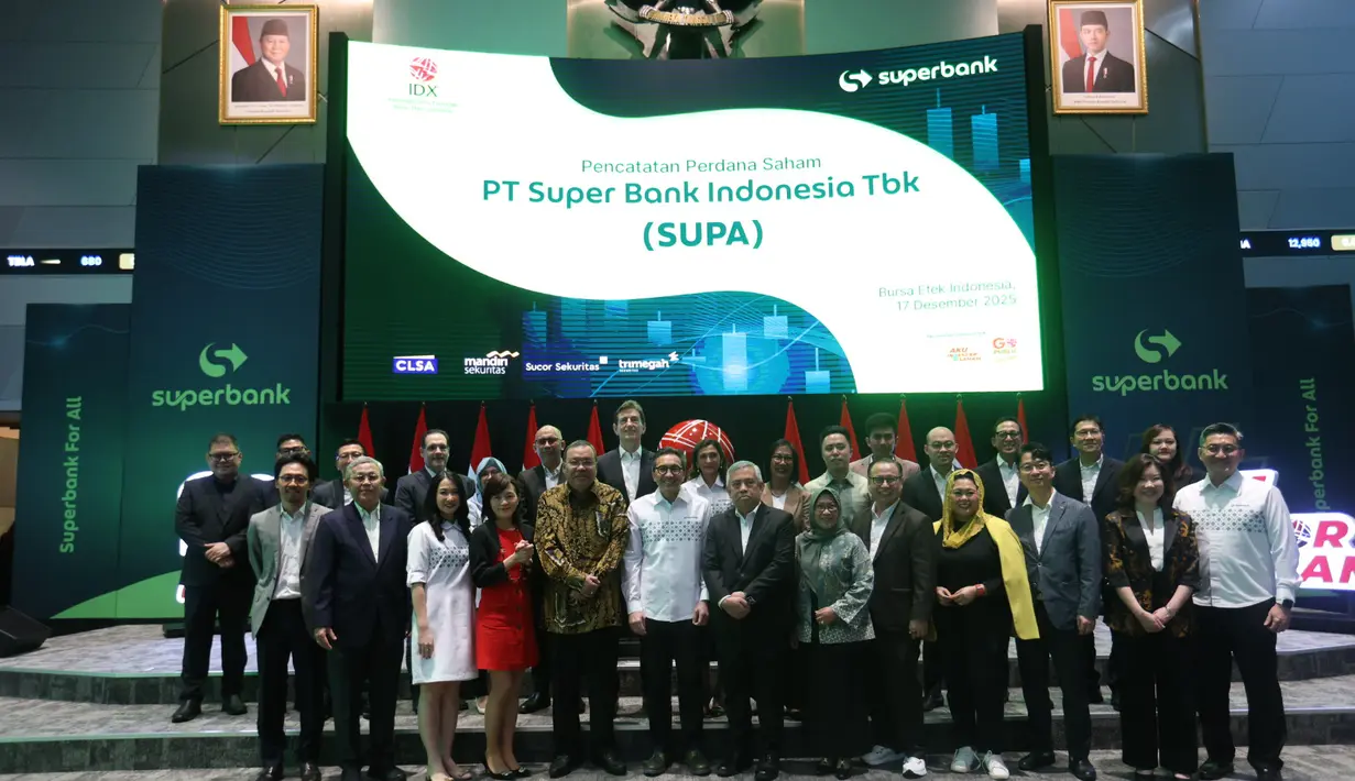 Setelah melepas 4,4 miliar saham kepada publik dengan harga awal Rp 635 per saham. Dari kegiatan IPO ini, perseroan berhasil mengumpulkan dana sekitar Rp 2,79 triliun. Dengan demikian, Superbank menjadi emiten ke-26 yang terdaftar di BEI pada tahun 2026.  [Fimela/Budy Santoso]