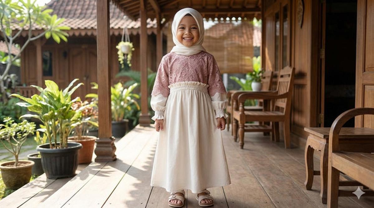 7 Model Baju Anak Brokat Kombinasi Polos, Inspirasi Busana Lebaran 2026