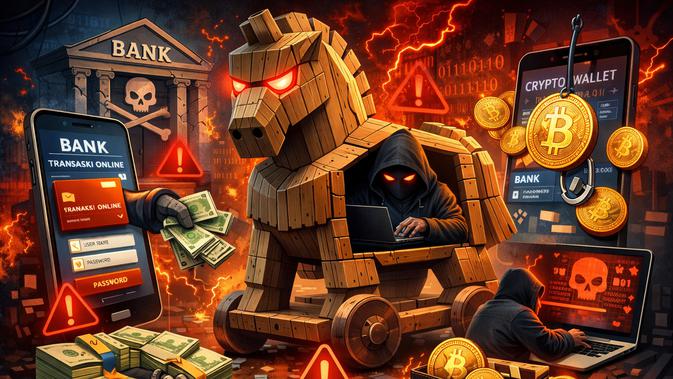 Trojan menyerang transaksi bank dan kripto ©Ilustrasi dibuat AI