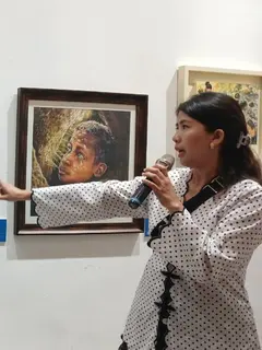 Pameran seni SBY, melibatkan Seniman cilik (anak berkebutuhan khusus) melalui karya yang membawa nilai inklusi dan kesetaraan, Jakarta, Selasa (18/8/2026)  (Liputan6.com/Nurri Indah)