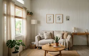 9 Ide Desain Dinding PVC Ruang Tamu, Interior Terlihat Lebih Modern dan Estetik