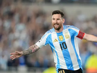 Lionel Messi tampil memukau saat membawa Timnas Argentina berhadapan dengan Timnas Bolivia pada matchday ke-10 Kualifikasi Piala Dunia 2026 Zona CONMEBOL. (AP Photo/Natacha Pisarenko)