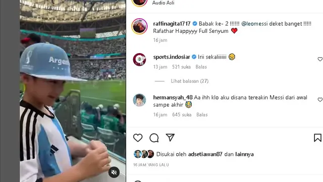 Rafathar nonton Piala Dunia 2022 Qatar laga Arab Saudi vs Argentina (Foto: Instagram @raffinagita1717)