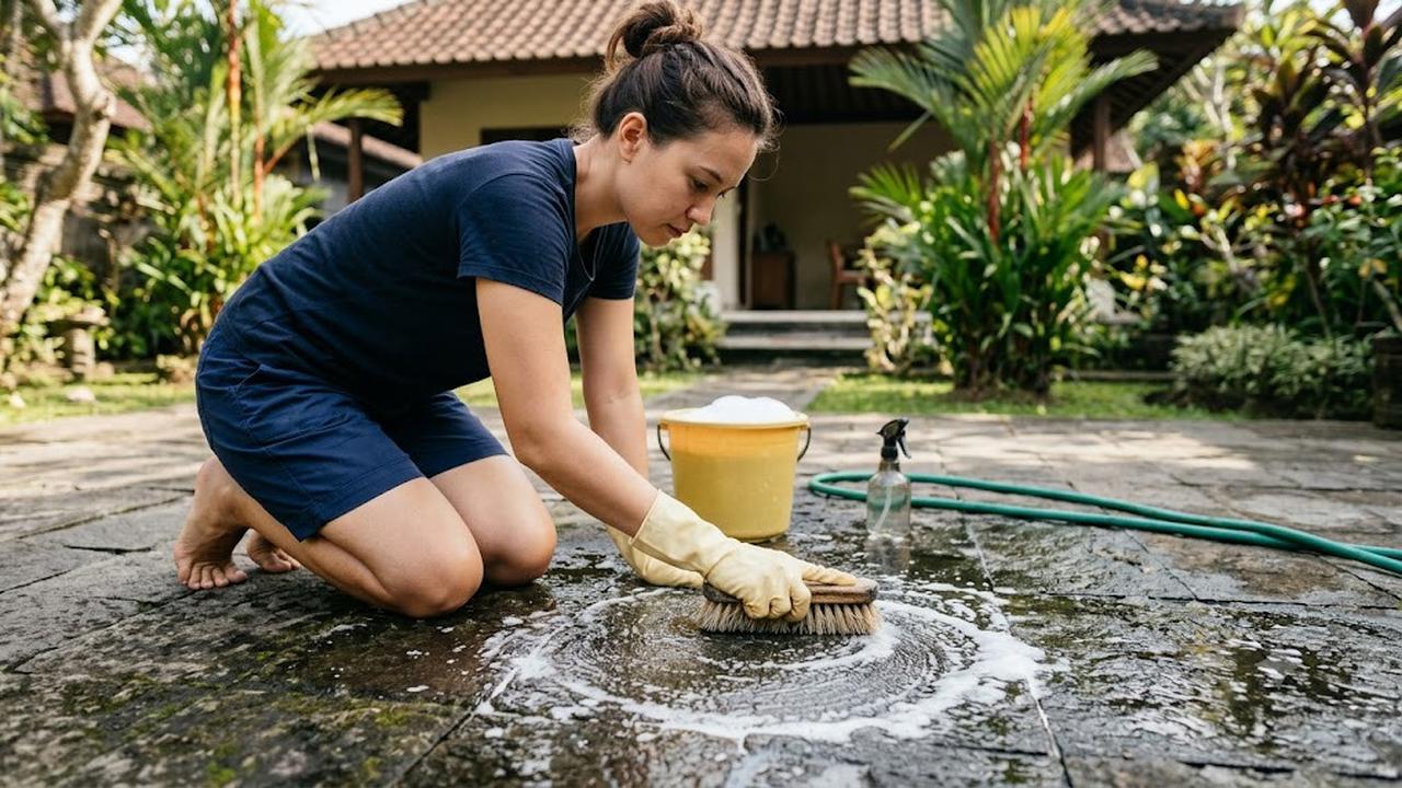 Cara Membersihkan Batu Alam Teras