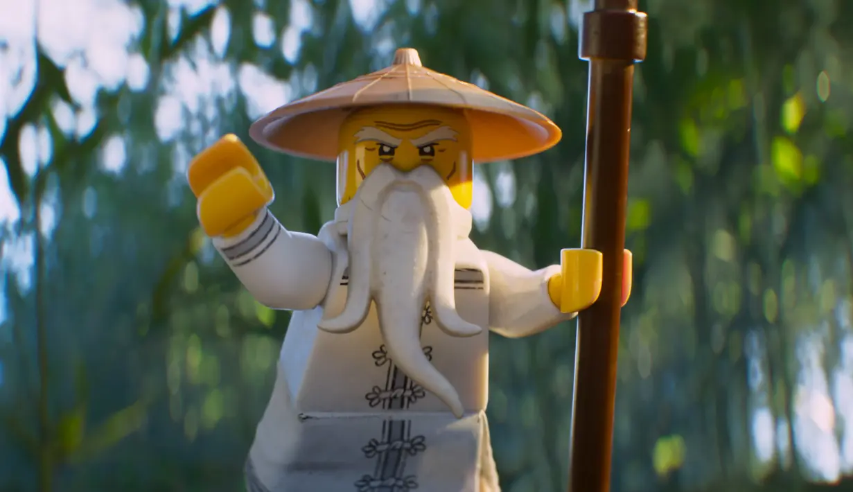 Gambar yang dirilis oleh Warner Bros. Menunjukkan karakter Master Wu, disuarakan oleh Jackie Chan, dalam sebuah adegan dari The Lego Ninjago Movie. (Warner Bros. Pictures via AP)