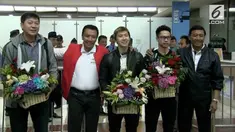 Ganda putra Indonesia, Kevin Sanjaya Sukamuljo-Marcus Fernaldi Gideon mendarat di tanah air