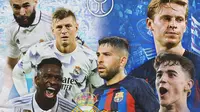 Copa del Rey - Benzema, Kroos, Vinicius Junior vs Ferran Torres, Frenkie de Jong, Gavi (Bola.com/Decika Fatmawaty)