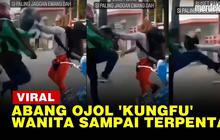 VIDEO: Driver Ojol Keluarkan Tendangan 'Kungfu' Bikin Wanita Terpental