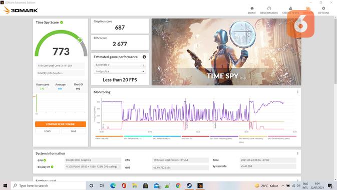 3D Benchmark di RedmiBook 15. (Liputan6.com/ Yuslianson)