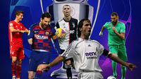 Liga Champions - Cristiano Ronaldo, Lionel Messi, Raul Gonzales, Robert Lewandowski, Karim Benzema (Bola.com/Adreanus Titus)