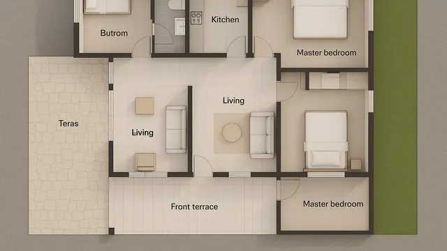 Gambar Rumah Sederhana 9x9 3 Kamar dengan Gaya Minimalis Tren 2025