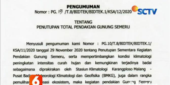 VIDEO: Aktivitas Vulkanik Gunung Semeru Meningkat, Pendakian Ditutup hingga 31 Maret 2021