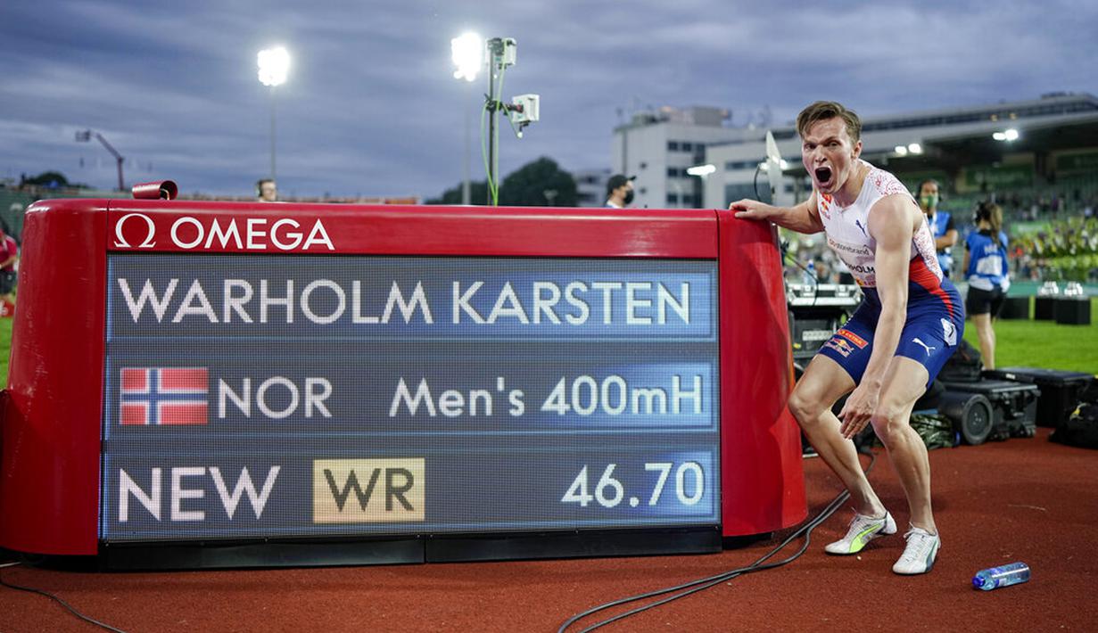 FOTO: Karsten Warholm Pecahkan Rekor Dunia Lari Gawang 400 ...
