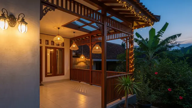 Teras Tanpa Furnitur Cocok untuk Rumah Kecil Model Pencahayaan Optimal