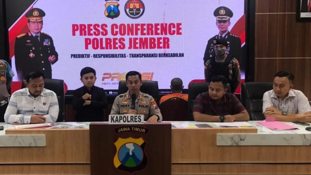 Kapolres Jember AKBP Hery Purnomo gelar Pres Conference terkait penangkapan pelaku jambret yang beraksi di belasan TKP (Istimewa)