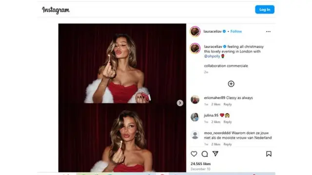 Screenshot Feed Instagram Selebgram Spek Bidadari Laura Celia Valk (instagram @lauraceliav).