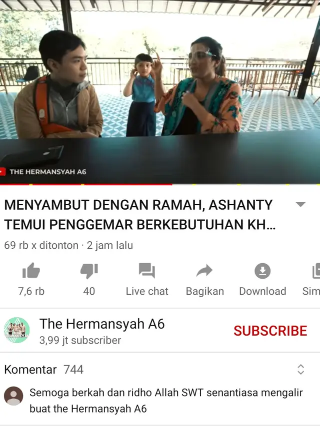 Unggahan Ashanty. (Foto: YouTube The Hermansyah A6)