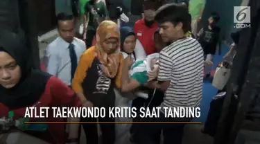 Putri, atlet taekwondo wanita kritis usai terkena tendangan oleh lawannya saat bertanding di Kejuaraan Saburan Cup, Bandar Lampung.
