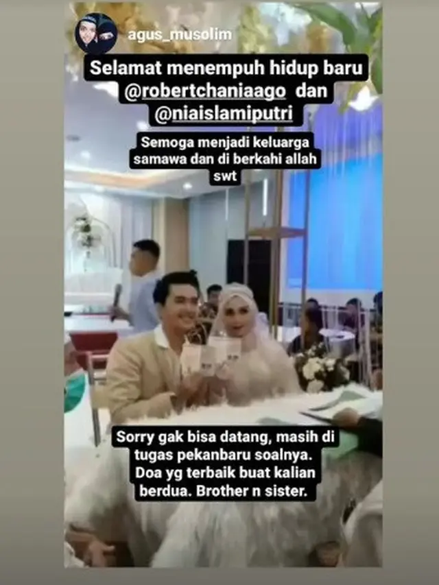 Robert Chaniaago menikahi Nia Islami Putri (Foto: Instagram/@robertchaniaago/agusmusolim)