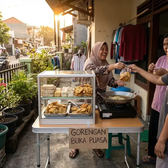 Gaya Lapak Meja Lipat Portabel (Gemini AI)