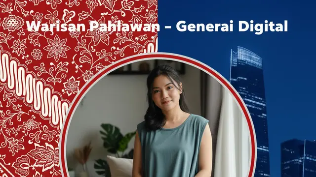 Desain Twibbon Hari Pahlawan (foto dan desain twibbon dibuat dengan prompt AI terpisah di Gemini AI)