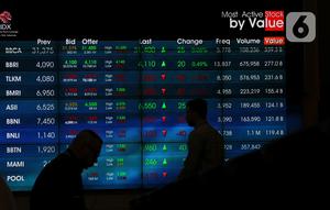 Pekerja tengah melintas di layar pergerakan IHSG di Bursa Efek Indonesia, Jakarta, Senin (18/11/2019). Indeks Harga Saham Gabungan (IHSG) ditutup pada zona merah pada perdagangan saham awal pekan ini IHSG ditutup melemah 5,72 poin atau 0,09 persen ke posisi 6.122,62. (Liputan6.com/Angga Yuniar)