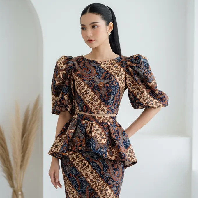9 Model Batik Lengan Puff Volume Formal, Tampil Anggun dan Modern