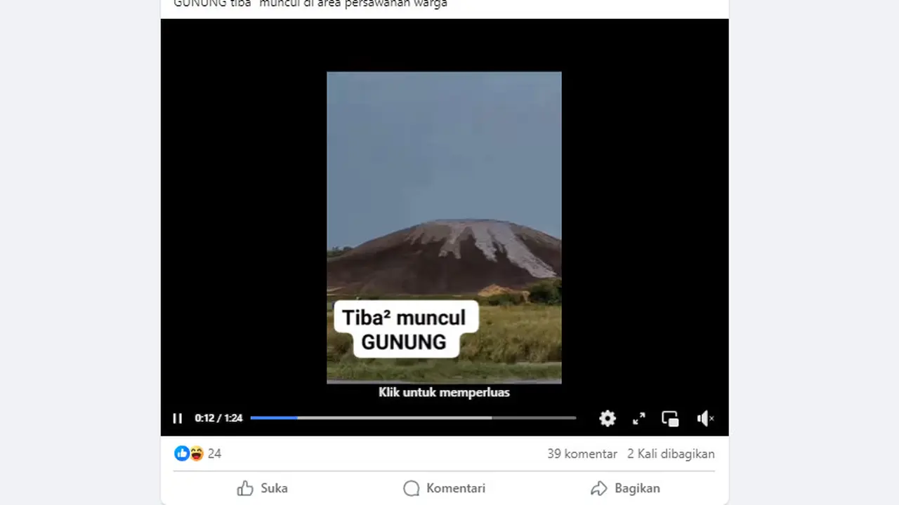 Tangkapan layar kemunculan gunung api setelah gempa Tuban