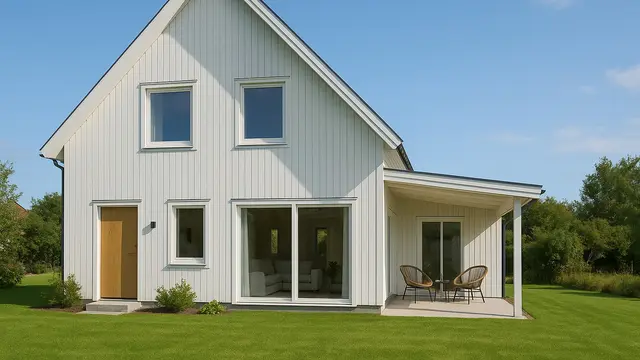 Inspirasi Rumah 2 Lantai Skandinavia dengan Atap Segitiga/via ChatGPT