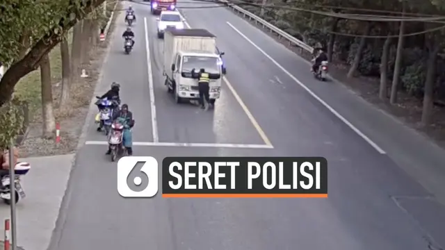 VIDEO: Rekaman Pengemudi Truk Seret Polisi Sejauh 200 Meter