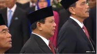 Prabowo dilantik menjadi Menteri Pertahanan Kabinet Indonesia Maju oleh Presiden Joko Widodo. (dok. Youtube Sekretariat Presiden/Dinny Mutiah)