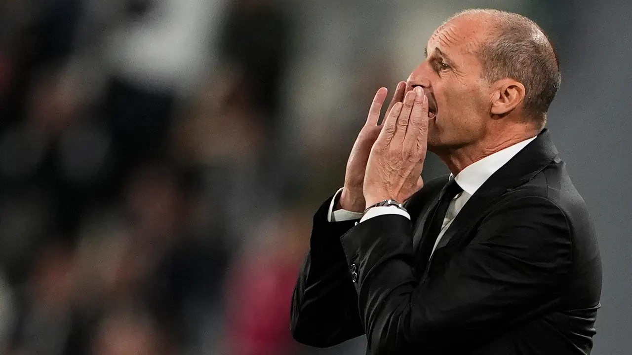Massimiliano Allegri di laga Juventus vs AC Milan di pekan ke enam Serie A 2025/2026 di Allianz Stadium, Senin (06/10/2025). (Fabio Ferrari/LaPresse via AP)