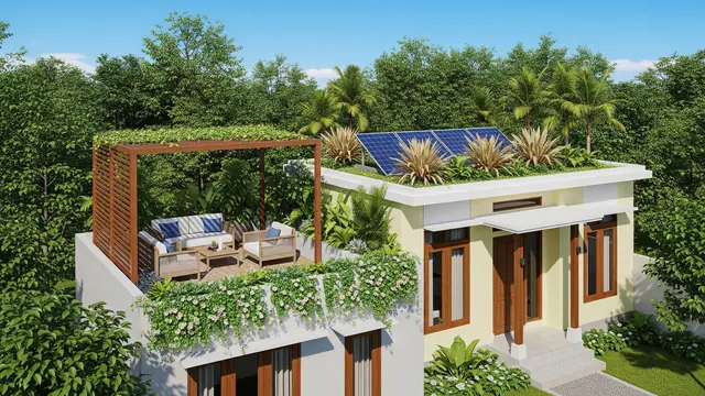 Ide Rumah Type 45 dengan Rooftop Santai Sederhana/Gemini AI