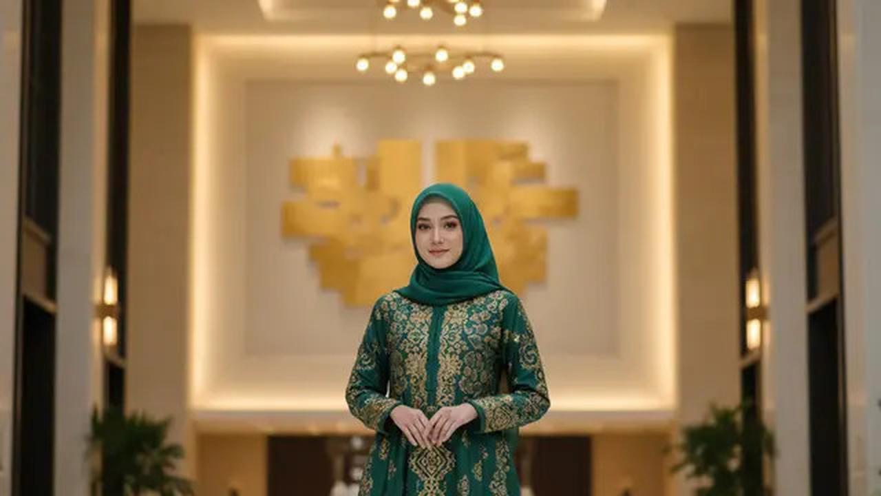 9 Gamis Batik Kombinasi Kain Polos Cocok untuk Pesta, Elegan Saat Kondangan