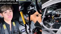 Sissy Priscillia naik mobil balap dengan suami (TikTok/@sysiio)