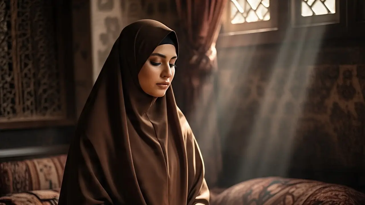Hijaber memakai gamis mayla (Created by Meta AI)