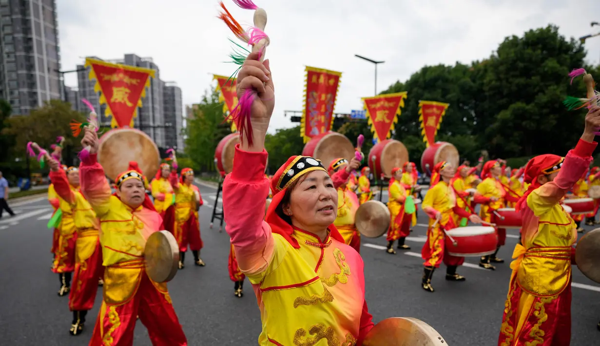 Asian Games ke-19 Hangzhou akan diselenggarakan pada 23 September hingga 8 Oktober 2023. (AP Photo/Vincent Thian)