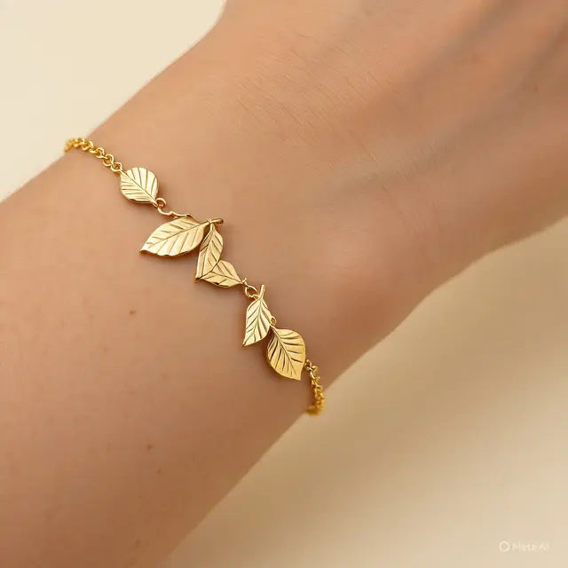 Model Gelang Daun Rantai Emas 24 Karat untuk Tangan Kurus