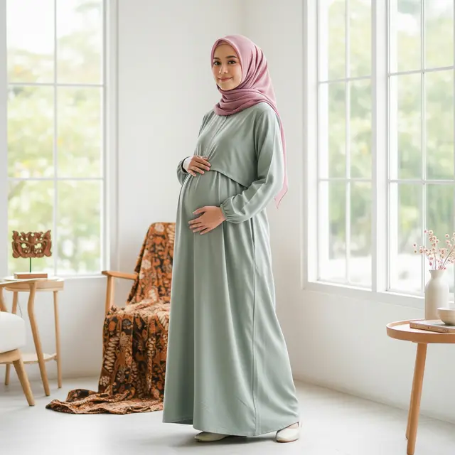 9 Model Gamis Anti Gerah untuk Ibu Hamil, Nyaman Sepanjang Hari