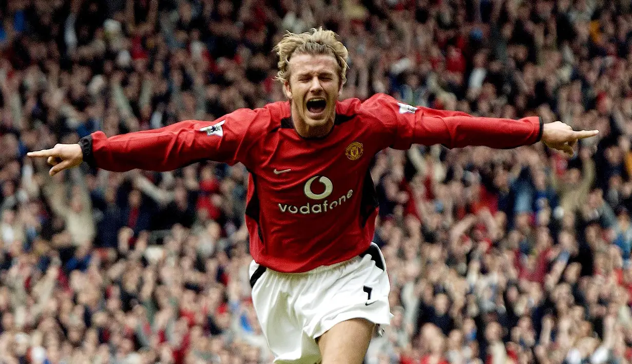 1. David Beckham - David Beckham tercatat 11 tahun menjadi bagian dari Manchester United. Hubungan yang kurang baik dengan Sir Alex Ferguson membuat Beckham berlabuh ke Real Madrid pada tahun 2003. (AFP/Paul Barker)