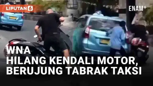 VIDEO: Aksi WNA Kendarai Nmax dan Hilang Kendali, Berujung Tabrak Taksi Yang Parkir
