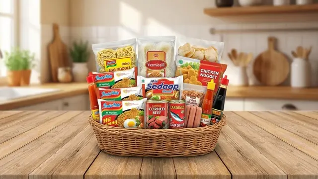 Ilustrasi Ide Jualan Paket Sembako Mini untuk Sedekah/Gemini AI