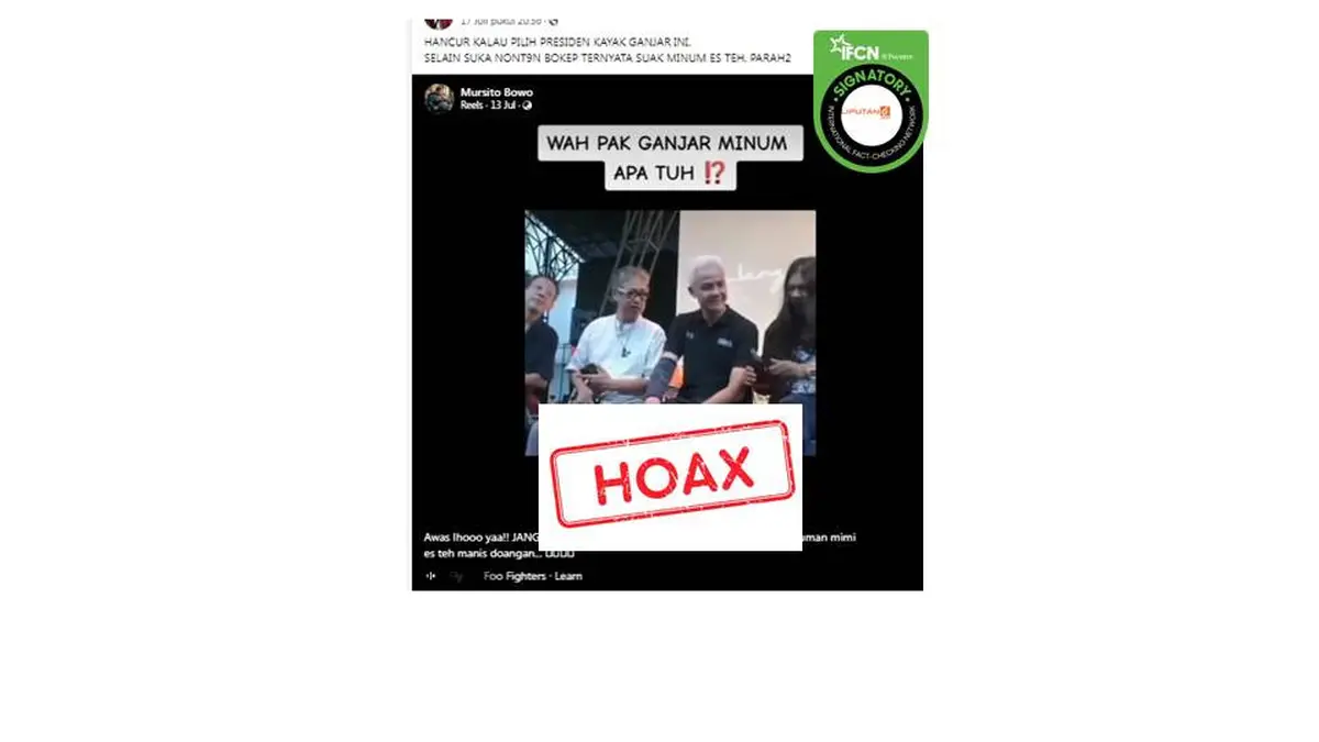 Cek Fakta: Tidak Benar Video Ganjar Pranowo Sedang Konsumsi Minuman  Beralkohol - Cek Fakta Liputan6.com