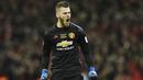 1. David de Gea (Manchester United) – Kiper asal Spanyol ini bermain kurang apik dalam mengawal gawang Manchester United musim lalu. Rating David de Gea mungkin akan turun dari 91 menjadi 90 di FIFA 20. (AFP/Glyn Kirk)