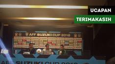Berita video pada konferensi pers tim Indonesia saat berhasil mengalahkan Timor Leste 3-1 di Piala AFF 2018, pelatih Bima Sakti dan Andik Firmansyah mengucapkan terima kasih kepada dukungan suporter Indonesia.