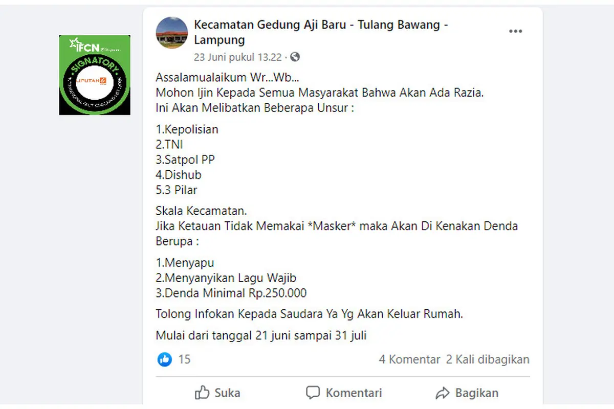 Penelusuran Masyarakat yang Terjaring Razia Tidak Menggunakan Masker Didenda Minimal Rp 250 ribu