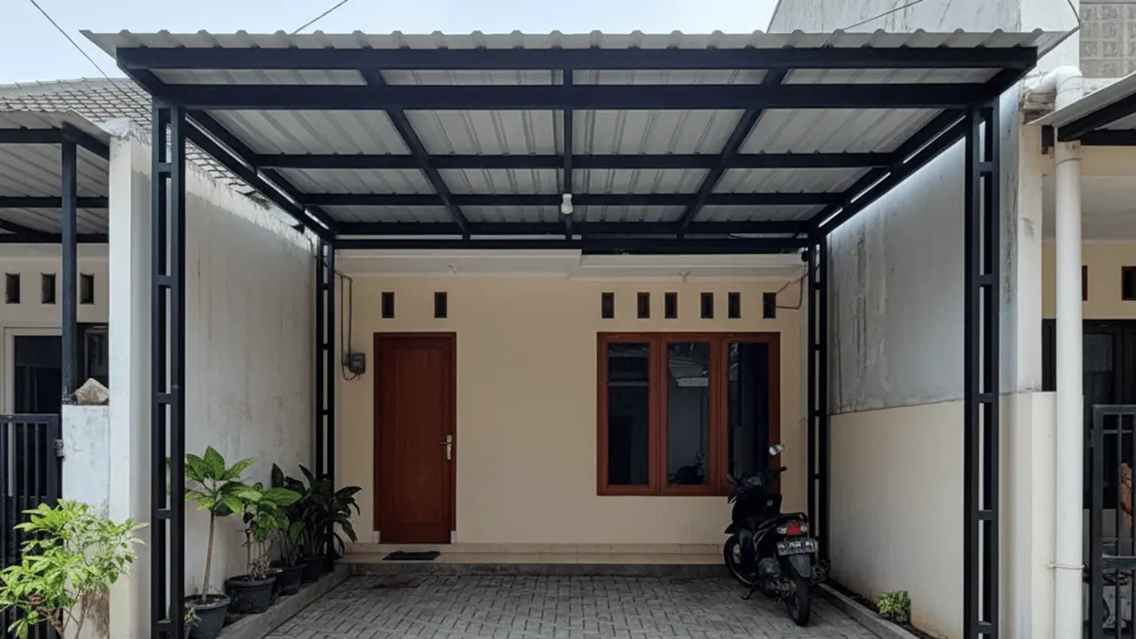 Model Carport Rumah di Gang Sempit by Gemini