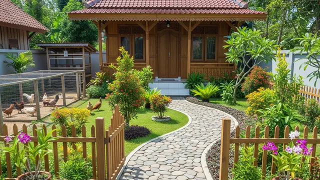 9 Desain Halaman Rumah Desa Dekat Ternak Tetap Estetik
