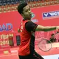 Tunggal putra Anthony Sinisuka Ginting membawa Tim Kualifikasi Piala Thomas Indonesia memimpin 2-1 atas Maladewa dalam pertandingan di Gachibowli Stadium, Hyderabad, India, Rabu malam (17/12/2016). (Liputan6.com/Humas PP PBSI)